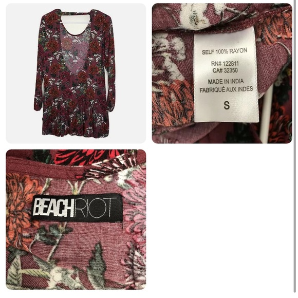 Beach Riot x Revolve Floral Open Low Back Dress/ cover up Tunic Pool travel R1 - Picture 3 of 3